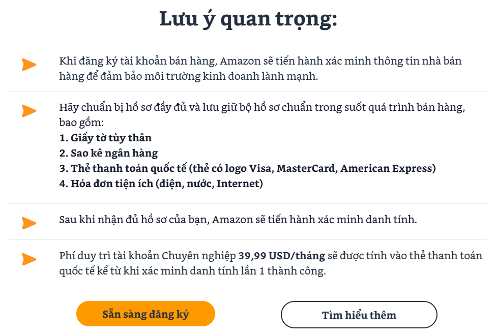 Đăng ký tài khoản bán hàng Amazon - Amazon Seller Central