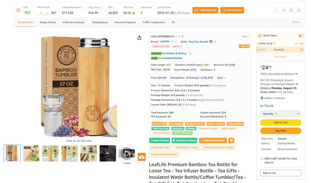 Thông số từ khóa Amazon