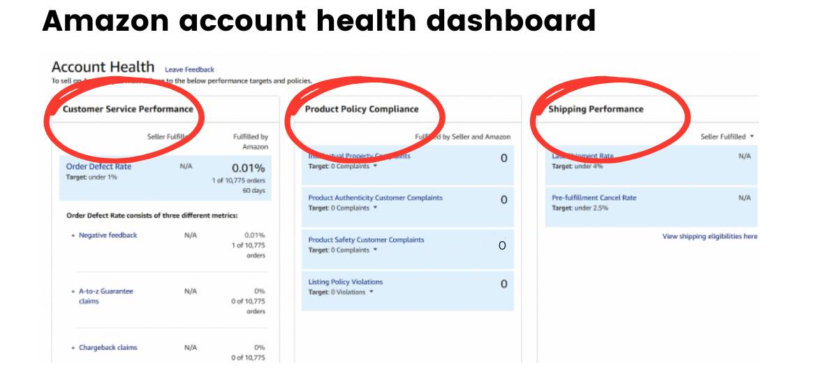 Thao dõi hiệu suất bán hàng trên Amazon Account Health